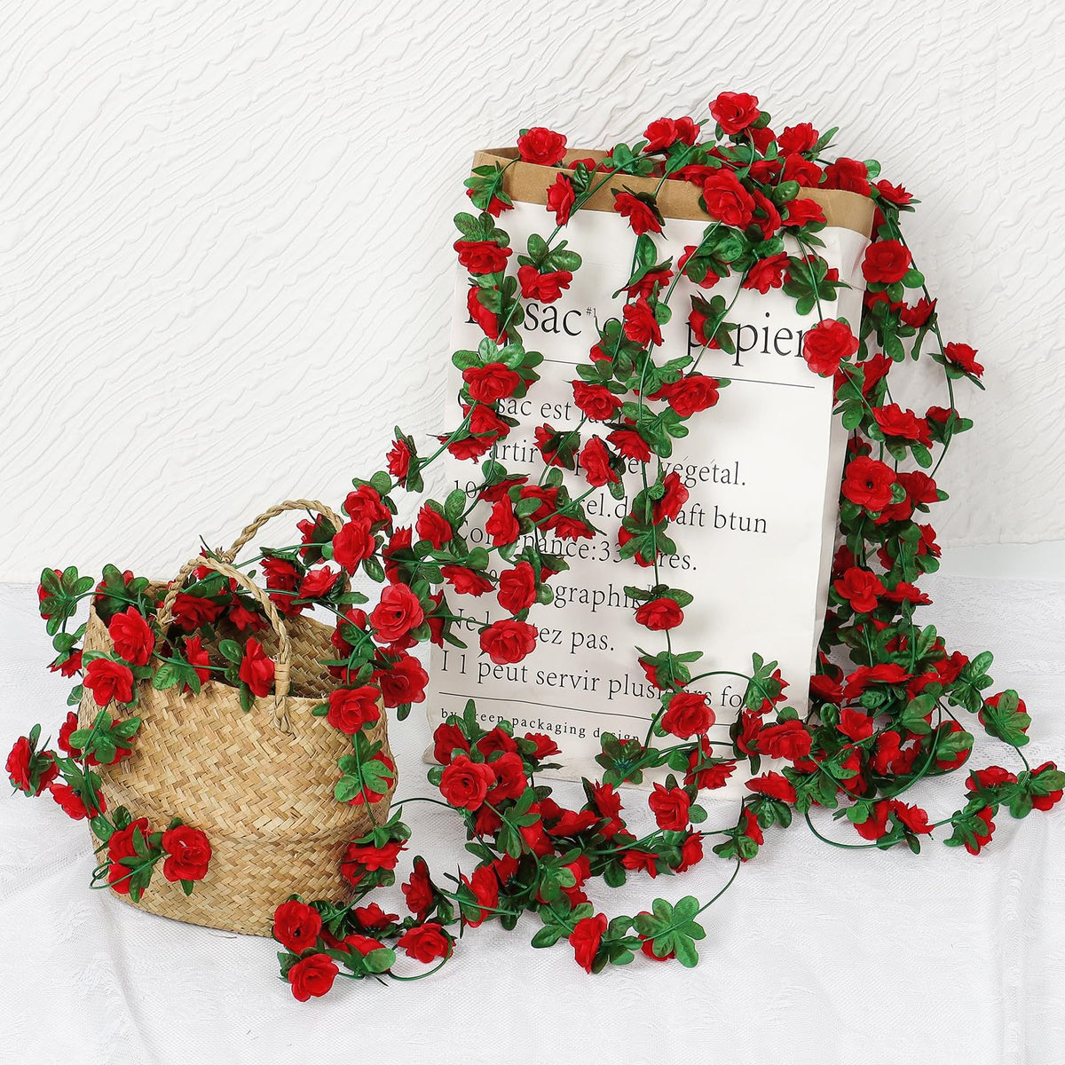 KHOYIME rose garland leaves detail highlighting realistic greenery