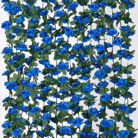 KHOYIME blue rose garland 9-pack spans 72 feet for versatile decor ideas