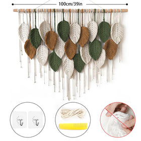 Khoyime boho macrame wall art leaf pattern enhances texture and visual depth in any room.