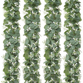 Khoyime eucalyptus garland 4pack, 5.9ft length, lush realism for weddings and events