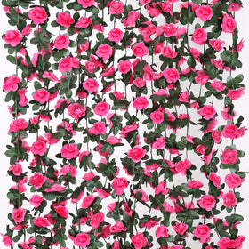 KHOYIME hot pink rose garland ideal for weddings and wall decor