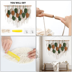 Khoyime macrame wall decor ships with three wooden rods for flexible display options.