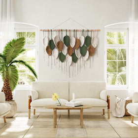 Khoyime large woven tapestry with three-color design suits various interiors.