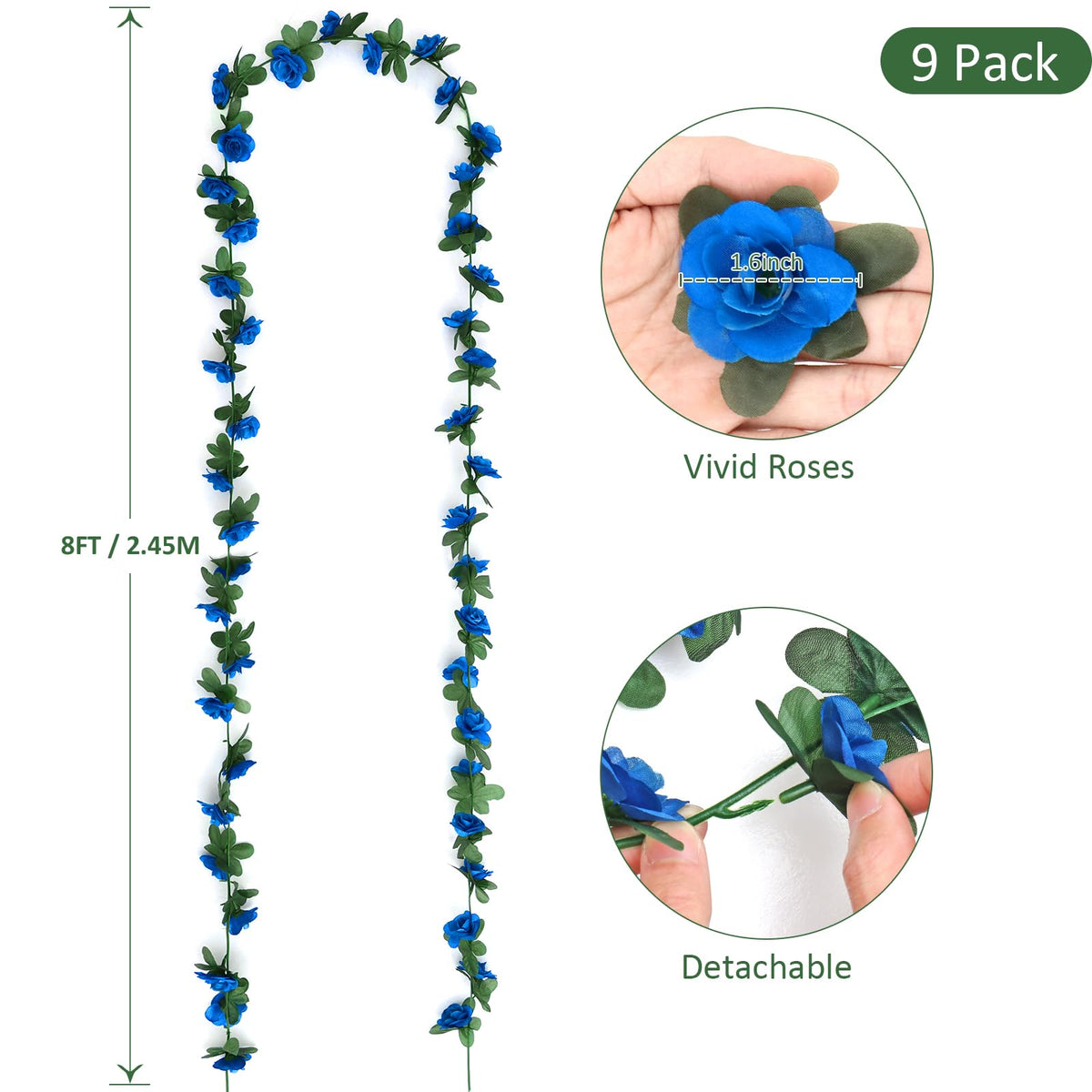 KHOYIME outdoor floral garland blue-rose arch decoration
