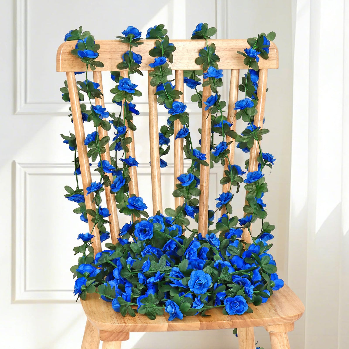 KHOYIME romantic blue flower garland for spaces and events