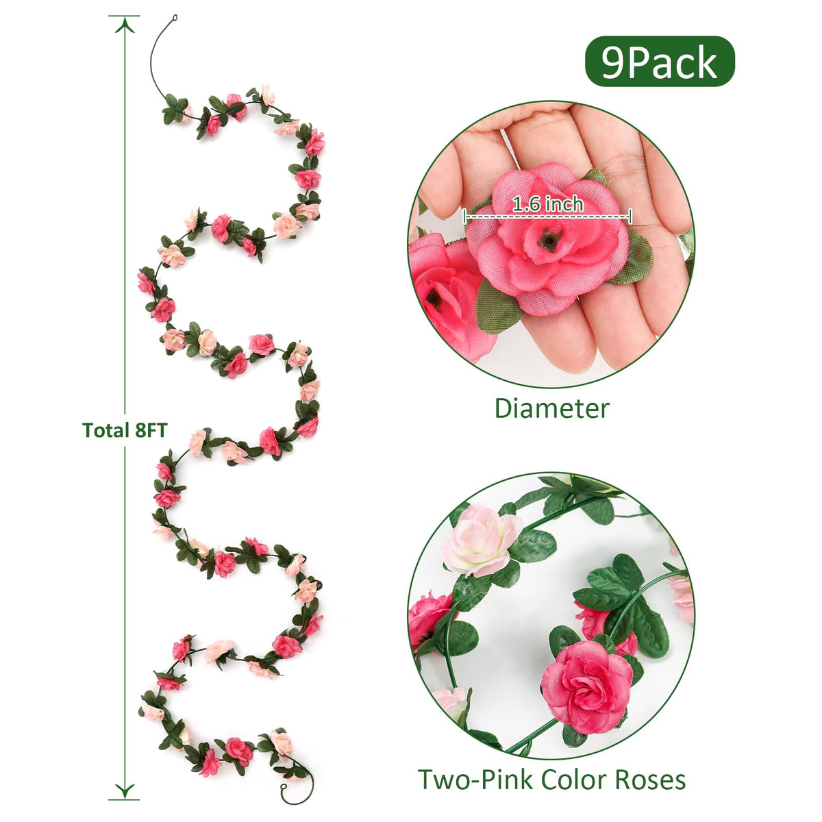 KHOYIME roses and leaves garland offers realistic details for backdrop setups.