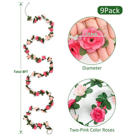KHOYIME roses and leaves garland offers realistic details for backdrop setups.