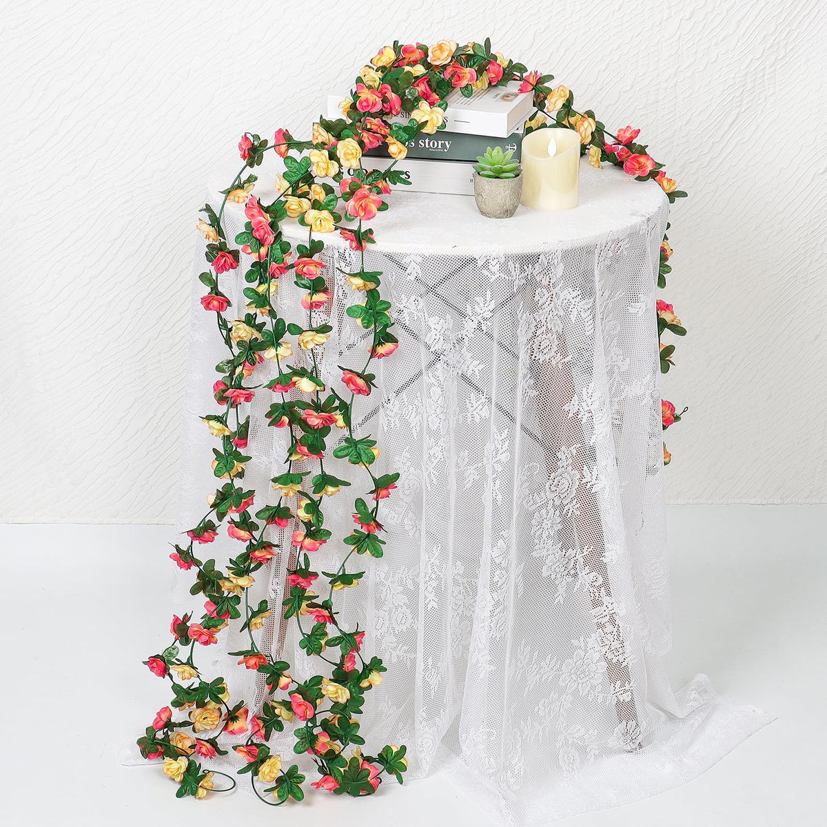 KHOYIME two color dyed roses detail adds natural depth to decor.