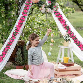 KHOYIME vibrant magenta hues on the garland brighten events