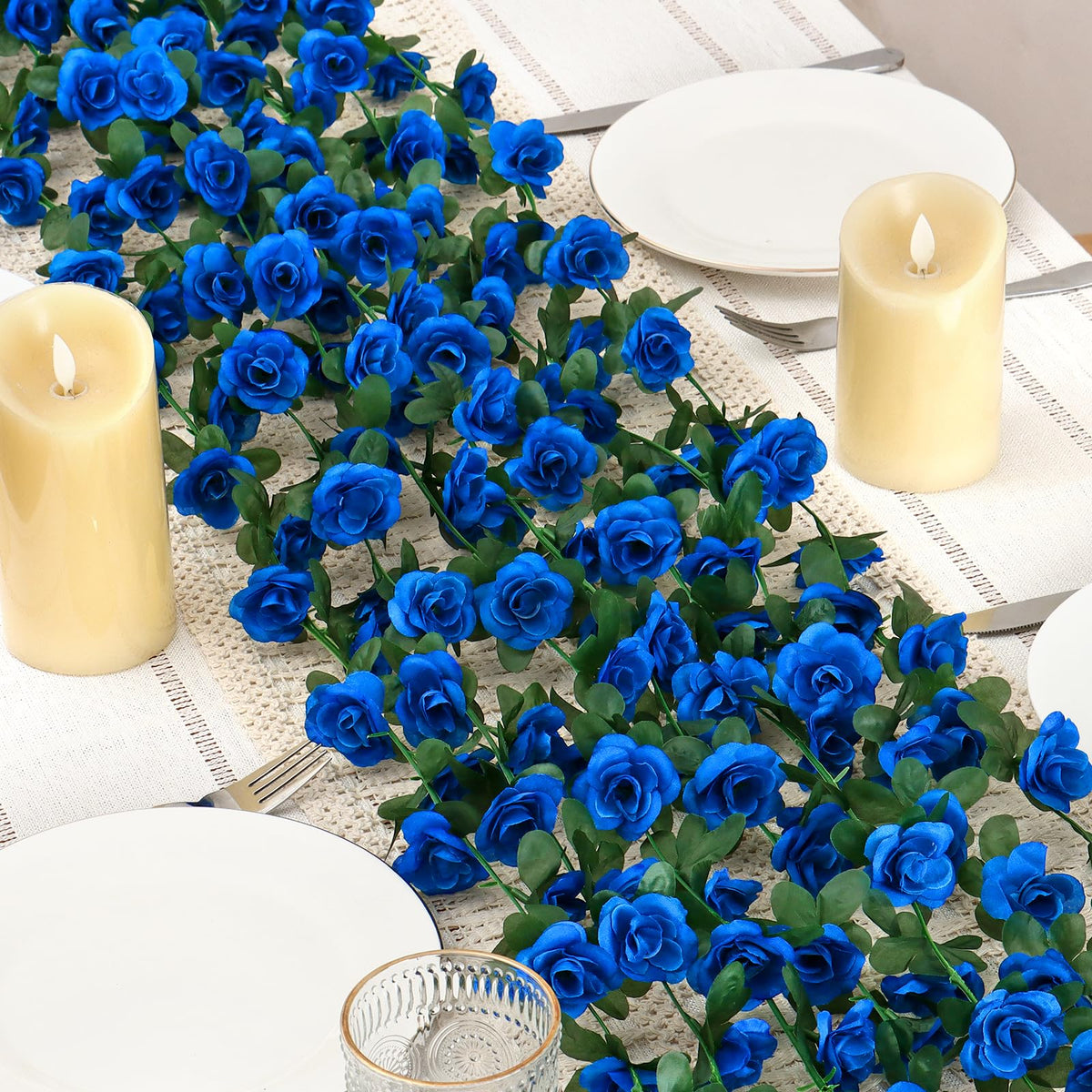 KHOYIME wedding dining backdrop blue rose decorative garland