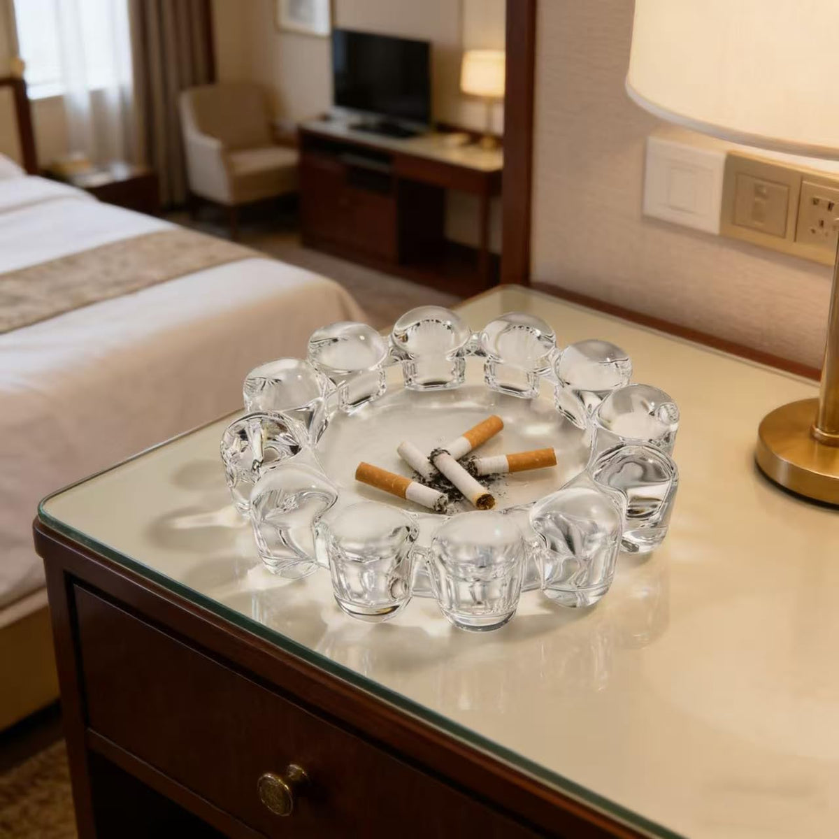 khtumeware Chic Clear Bubble Glass Candle Dish close-up reveals thick heat-resistant glass
