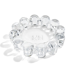 khtumeware Chic Clear Bubble Glass Candle Dish front view for elegant table decor