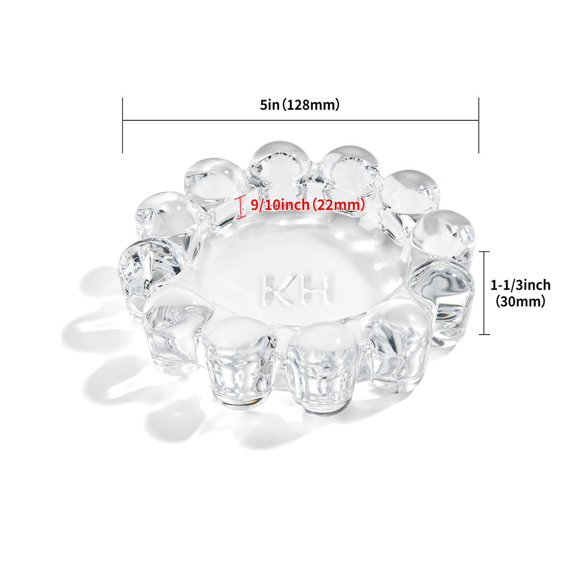 khtumeware Chic Clear Bubble Glass Candle Dish side view showcases modern silhouette for living spaces