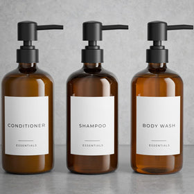 Bathroom decor setup with KIBAGA dispensers enhances space