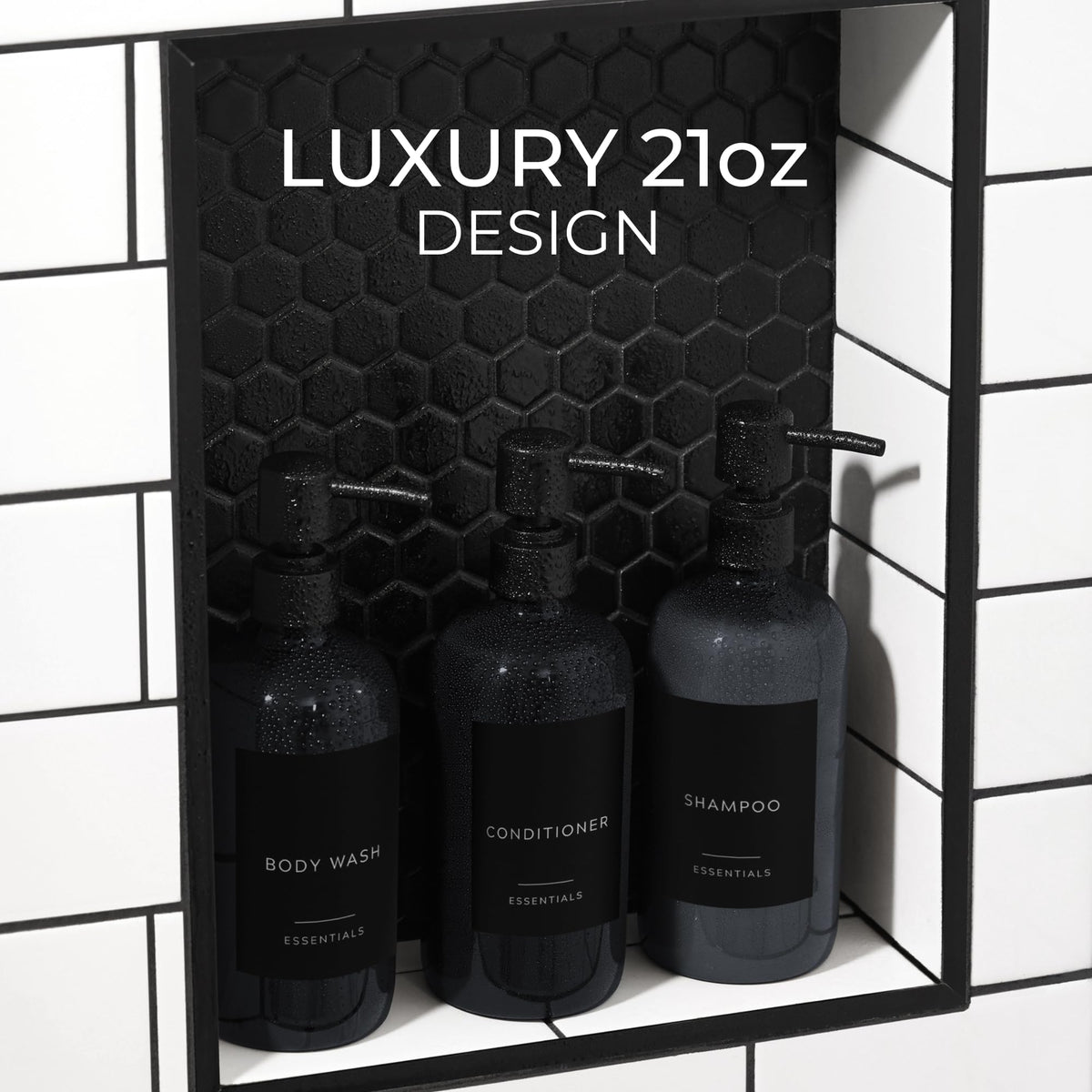 KIBAGA body wash dispenser 21oz black pump boosts stylish bathroom vibe