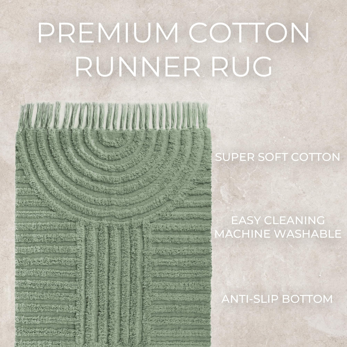 KIBAGA boho rug close-up shows tassel details.
