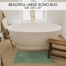 KIBAGA boho rug sage pattern enhances living spaces with calm hues.