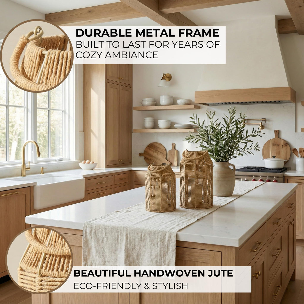 KIBAGA coffee-table centerpiece lantern blends modern farmhouse style