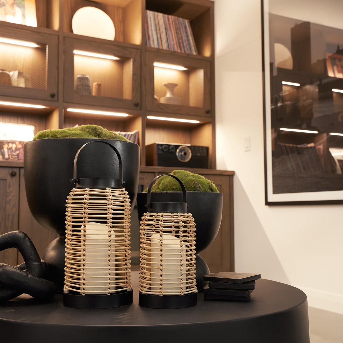 KIBAGA lanterns provide warm glow for entryways and living spaces