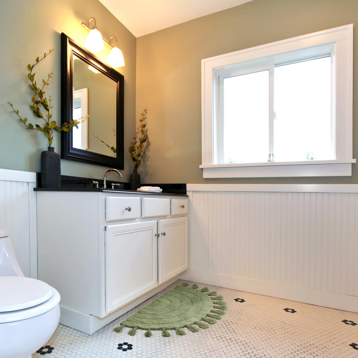 KIBAGA machine washable bath rug designed for cold wash care
