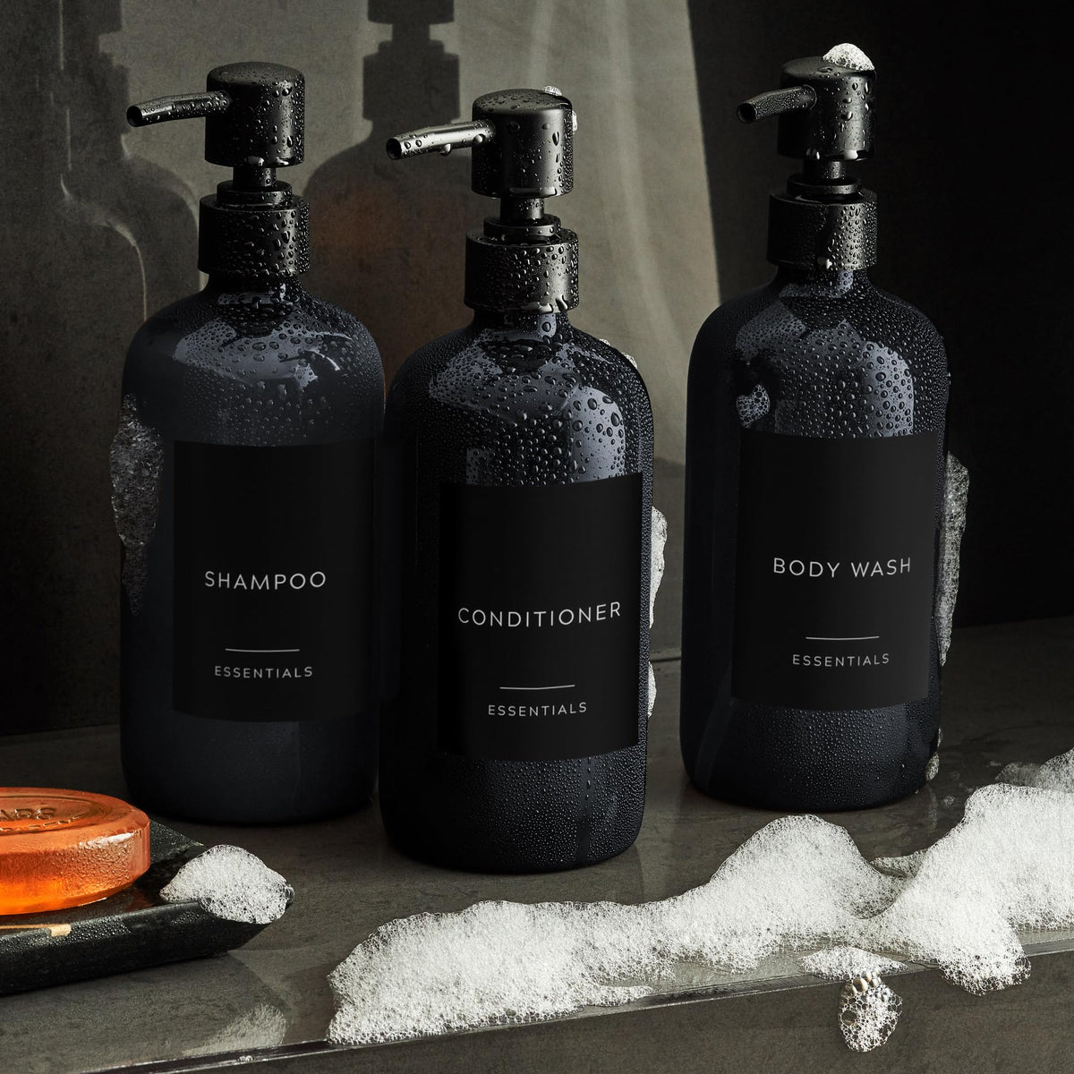 KIBAGA modern bathroom decor upgrade with matte black bottles