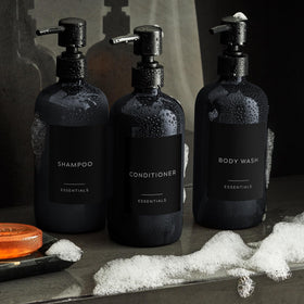 KIBAGA modern bathroom decor upgrade with matte black bottles