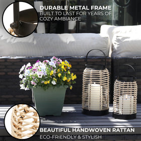 KIBAGA modern boho farmhouse lanterns on a coffee table