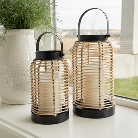 KIBAGA small lantern side view complements intimate dining setup