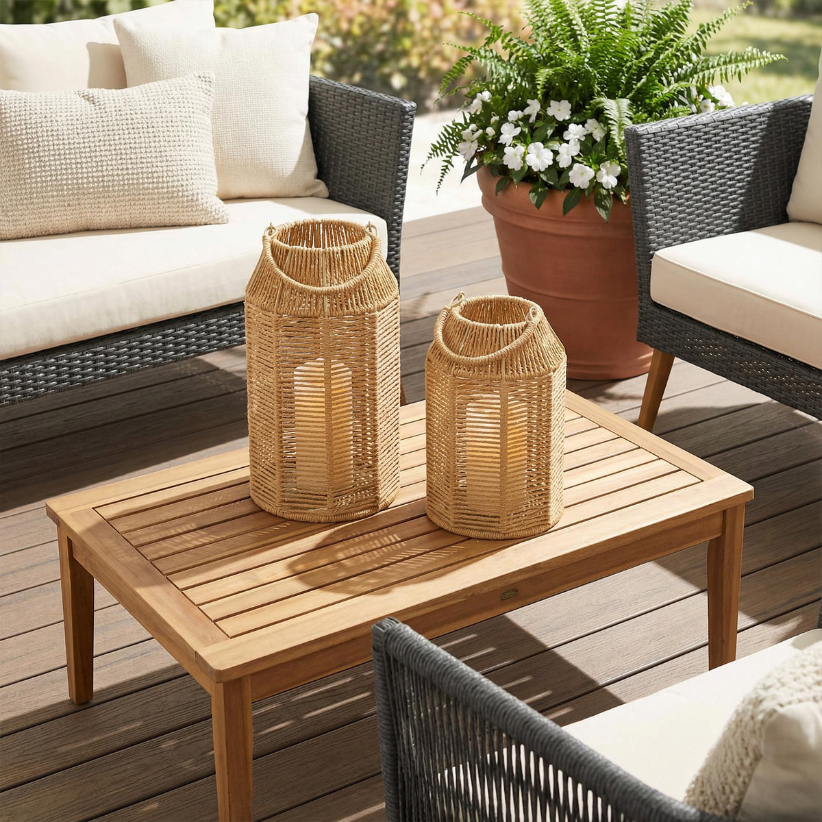 KIBAGA patio outdoor lantern enhances porch decor with rustic charm