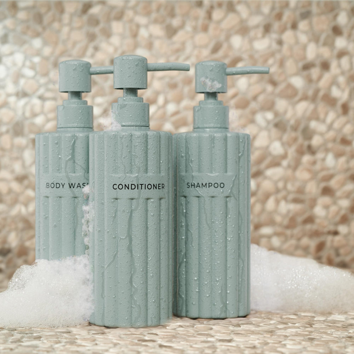 KIBAGA set upgrades bathroom decor while keeping essentials neatly organized.