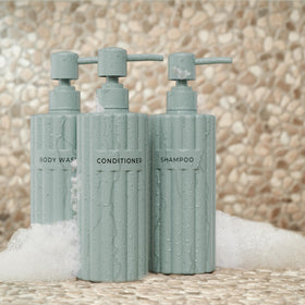 KIBAGA set upgrades bathroom decor while keeping essentials neatly organized.