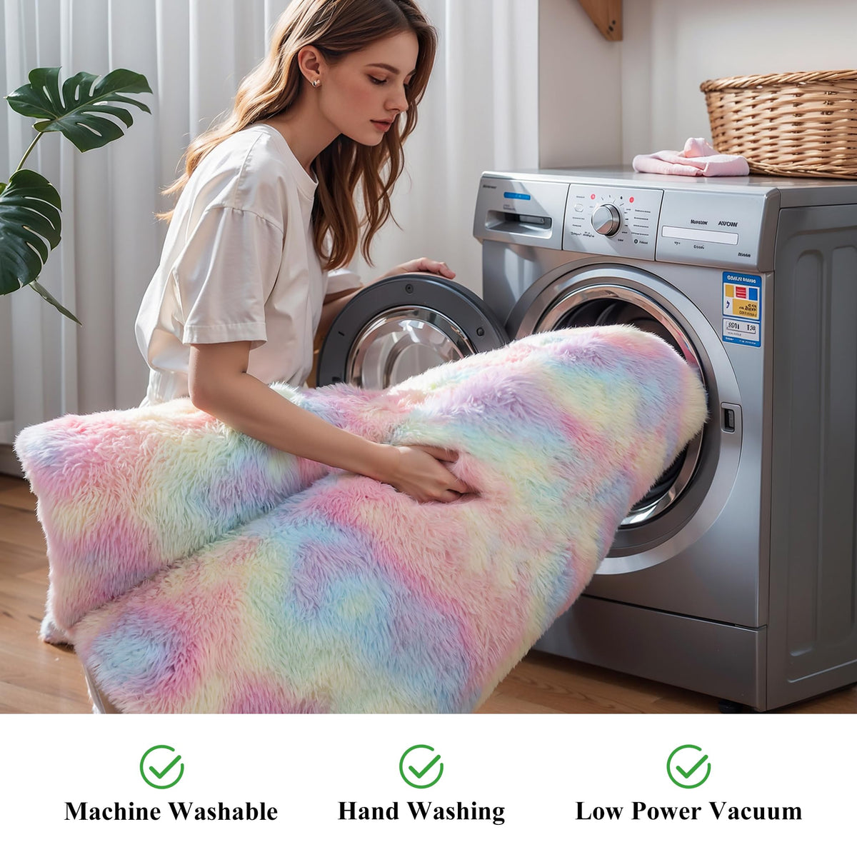 KICHOWUA baby room soft shag rug supports barefoot lounging and playtime.