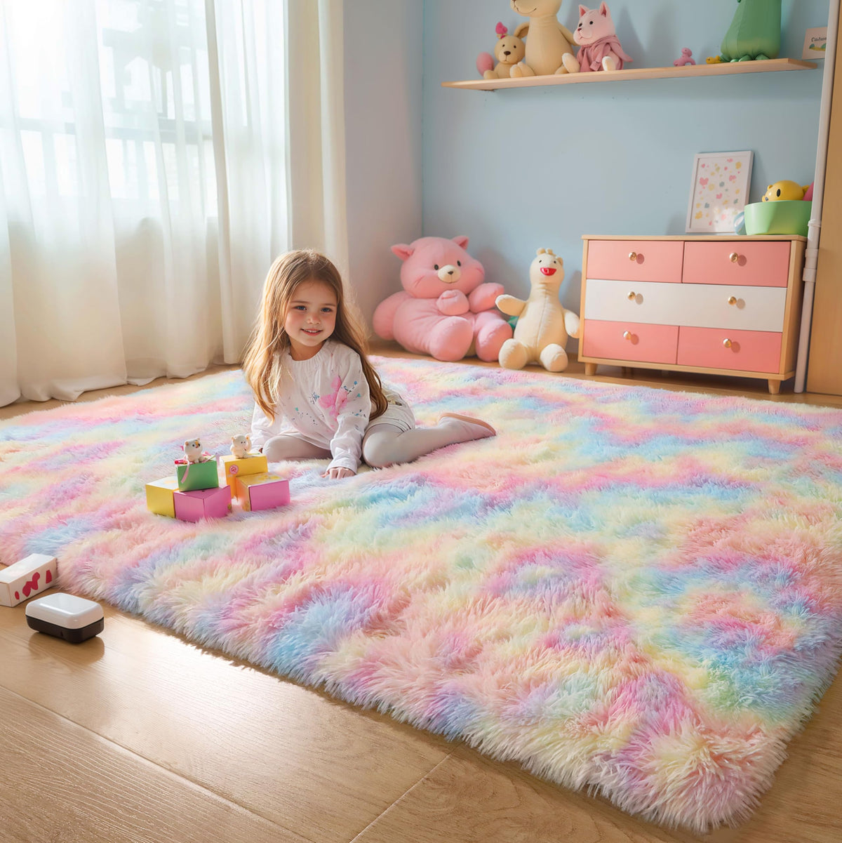 KICHOWUA barefoot-friendly rug with gentle touch for tummy time
