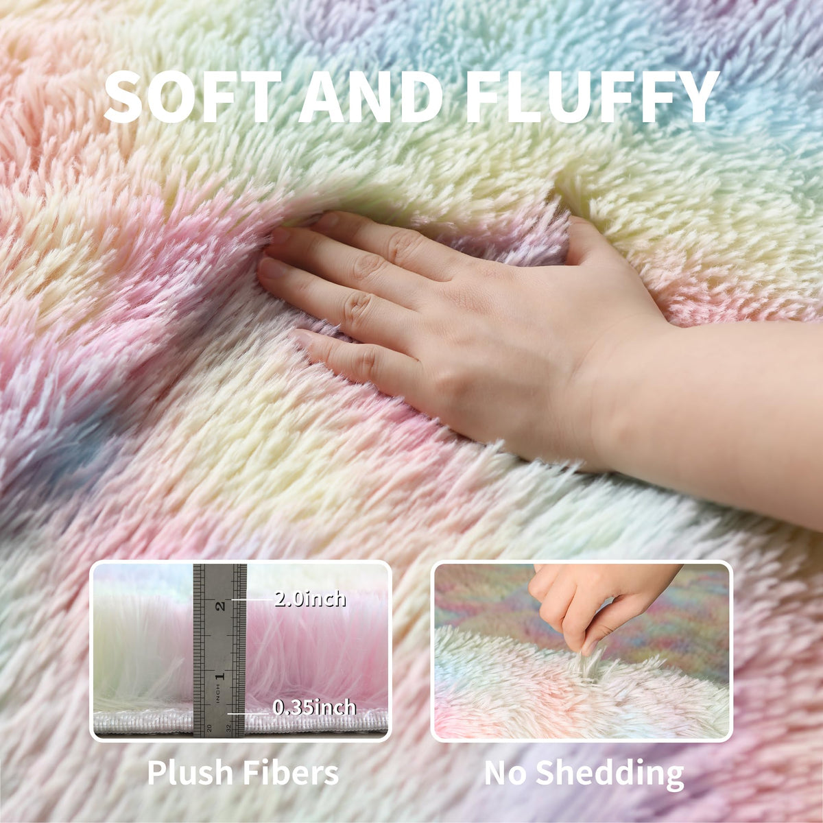 KICHOWUA fluffy kids carpet with soft fibers for barefoot play