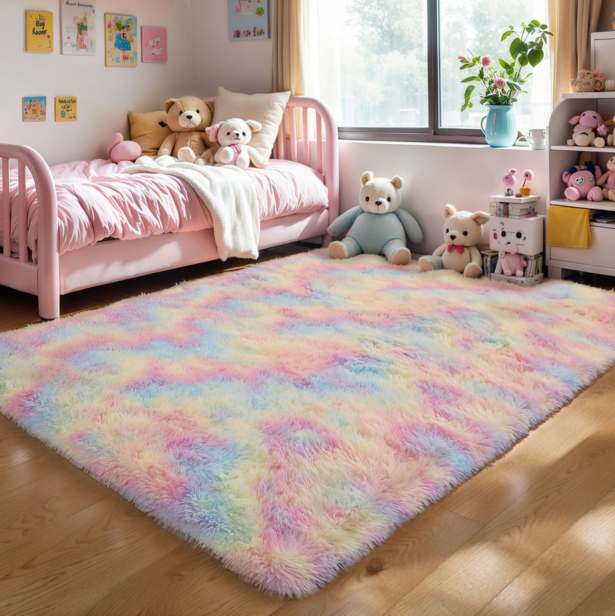 KICHOWUA premium polyester rug designed for durability and kid-friendly use