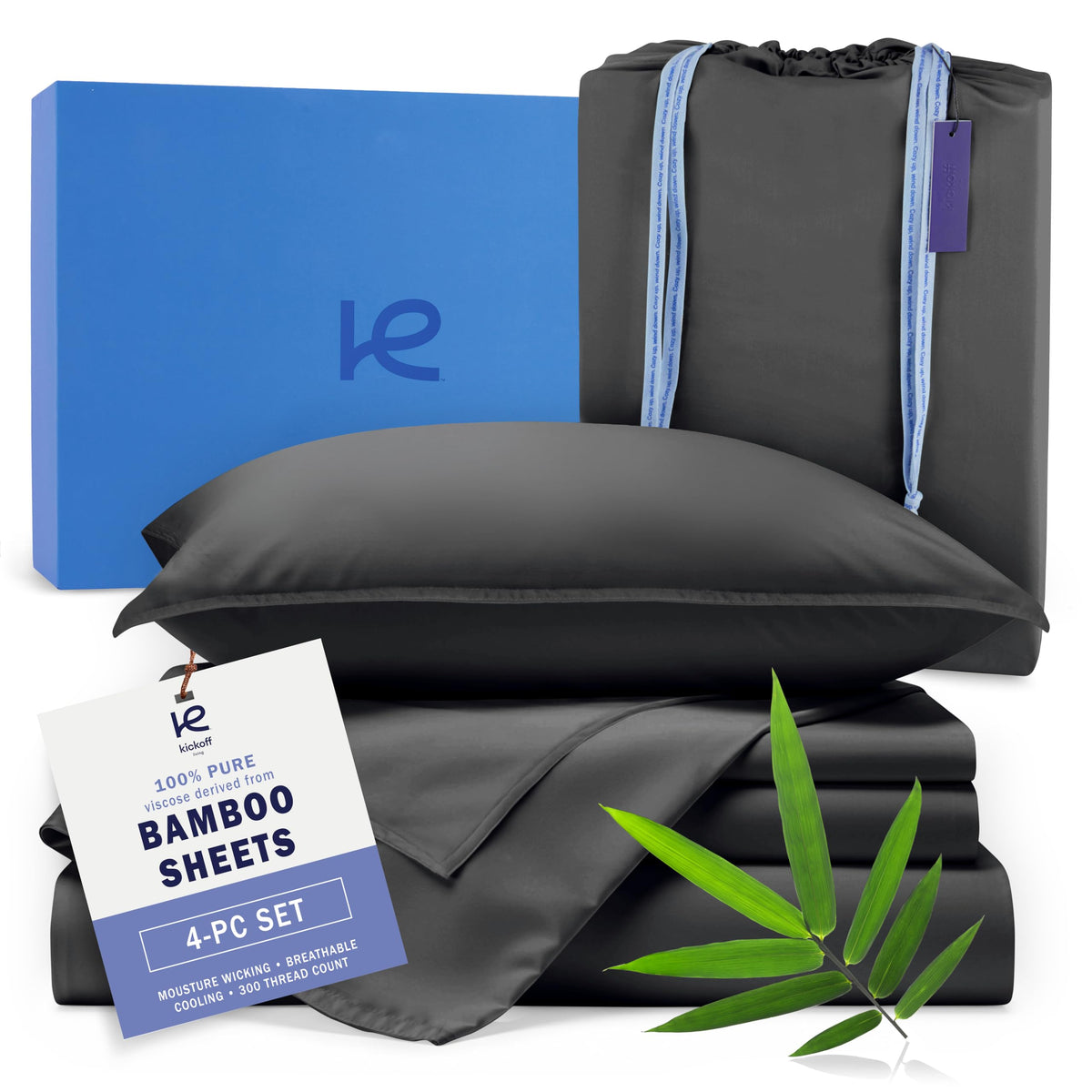 Kickoff Home bamboo king sheets with soft-sateen-weave for silky sleep.