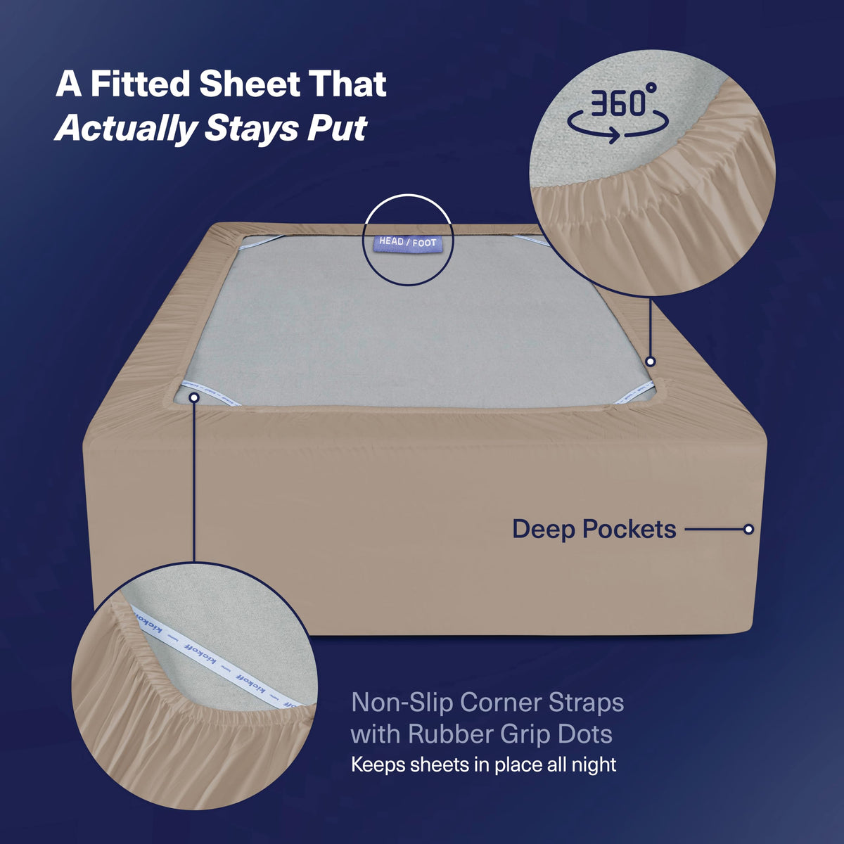 Kickoff Home king sheet with hidden pillowcase zipper for a sleek tucked-in look.