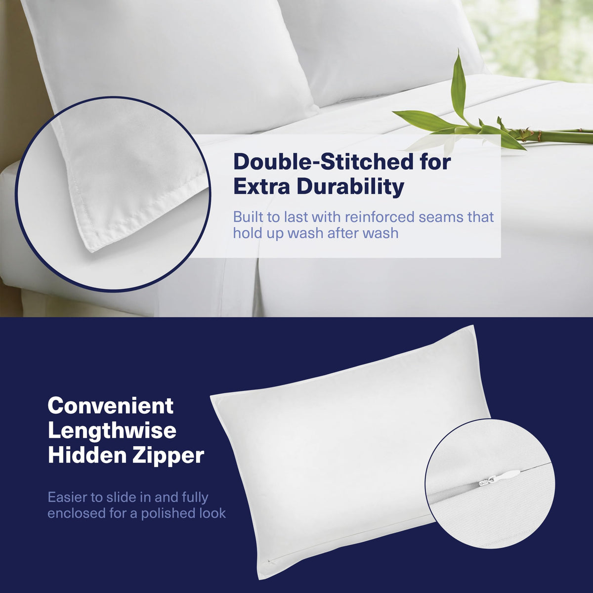Kickoff Home hidden zipper keeps pillowcases neat and secure.