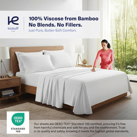Kickoff Home king flat sheet extra-wide drapes smoothly for a tailored bed look.