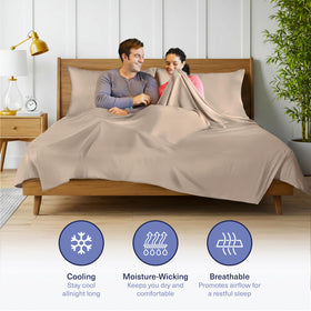Kickoff Home SleepTight elastic straps secure the king sheets for stay-put performance.