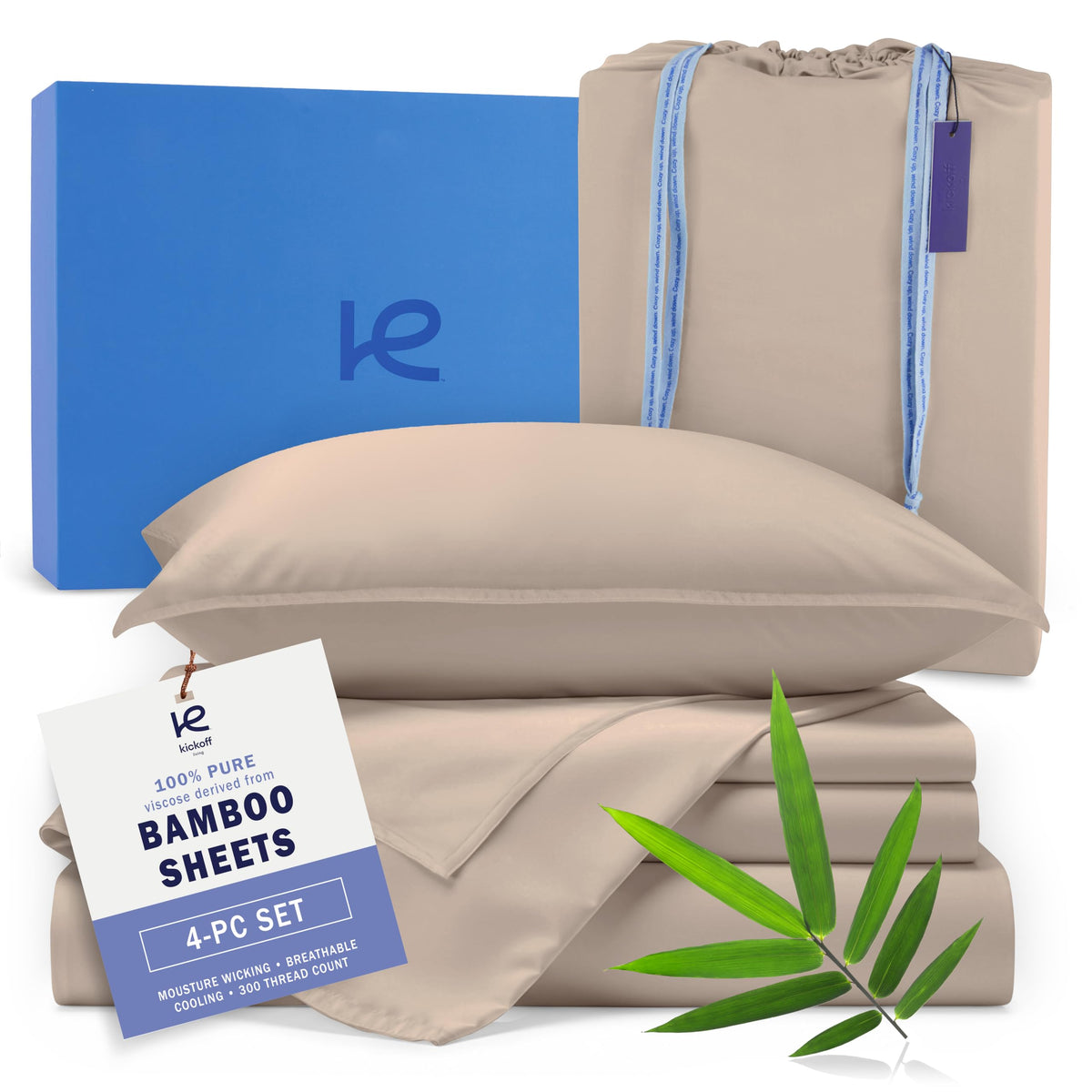 Kickoff Home viscose bamboo king fitted sheet with deep pocket for secure fit on tall mattresses.