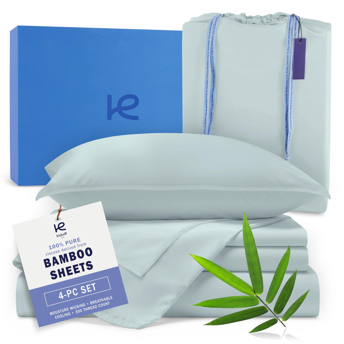 Kickoff Home viscose bamboo king sheets with soft weave for cooling comfort