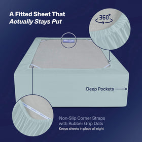 Kickoff Home SleepTight elastic corners ensure snug, non-slip fit