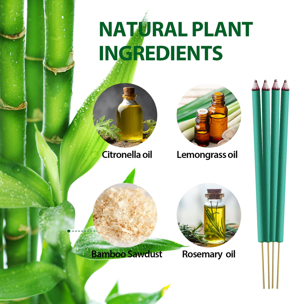 Kickoutor citronella lemongrass rosemary sticks outdoors with pleasant scent