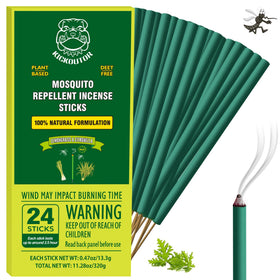 Kickoutor mosquito repellent sticks on an outdoor patio repelling insects