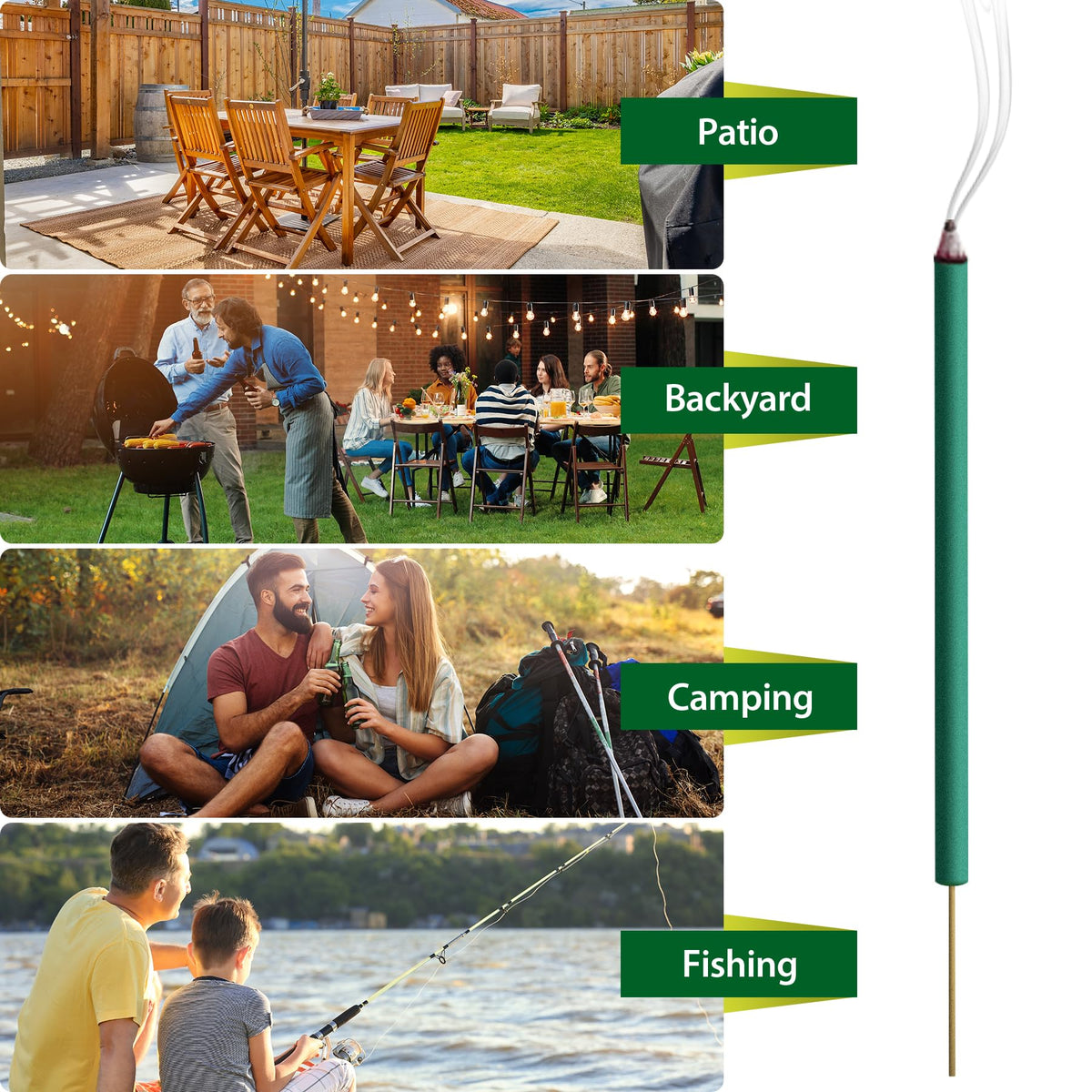 Kickoutor setup for outdoor entertainment with natural insect deterrence