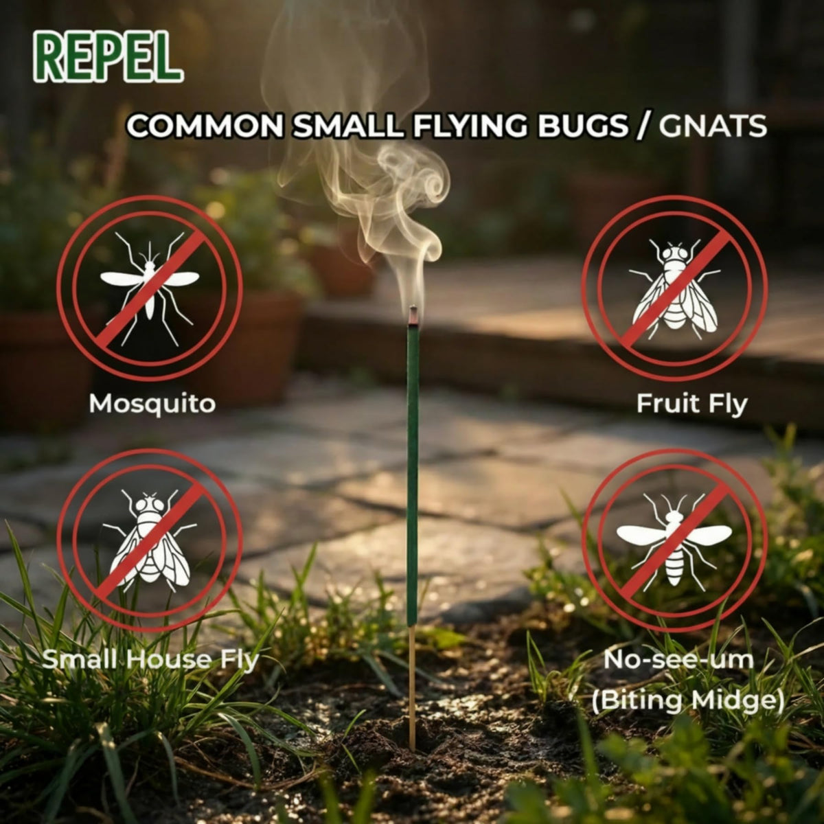 KICKOUTOR outdoor sticks provide light, pleasant scent while outdoors.