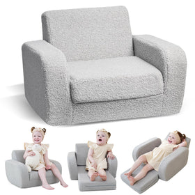 KidBloom 3-in-1 Toddler Couch unfolds for cozy lounging and reading time.