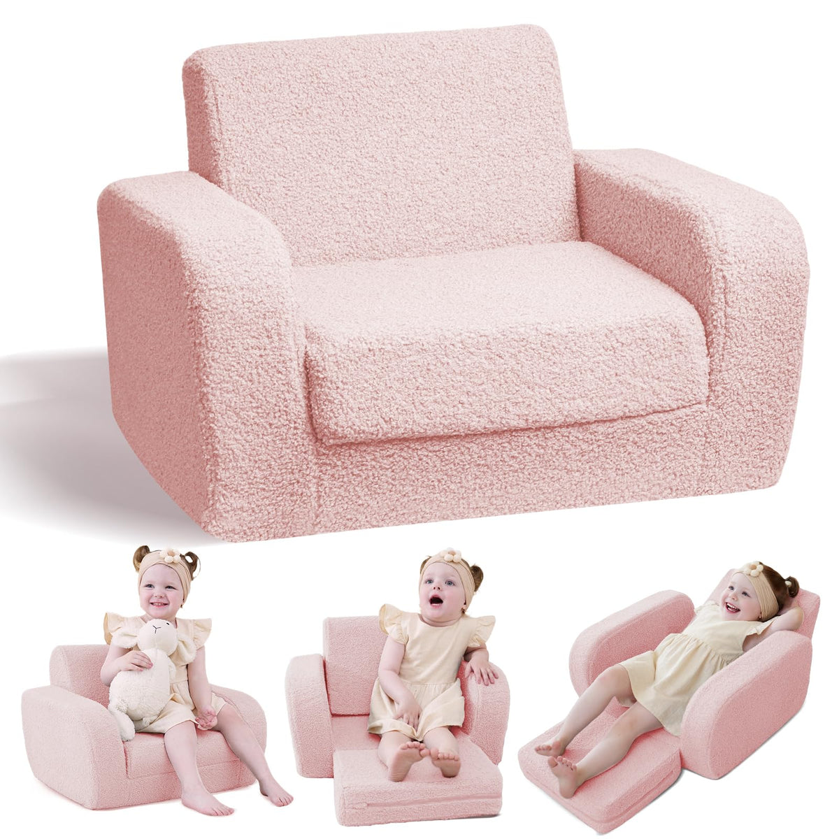KidBloom 3-in-1 toddler couch front view for cozy seating and nap ready moments
