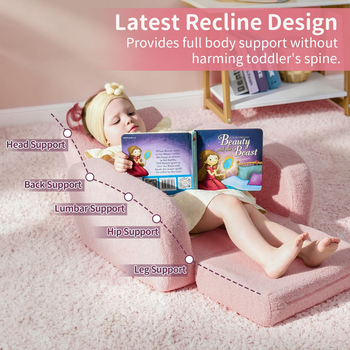KidBloom fold-out couch in nap position for space saving comfort